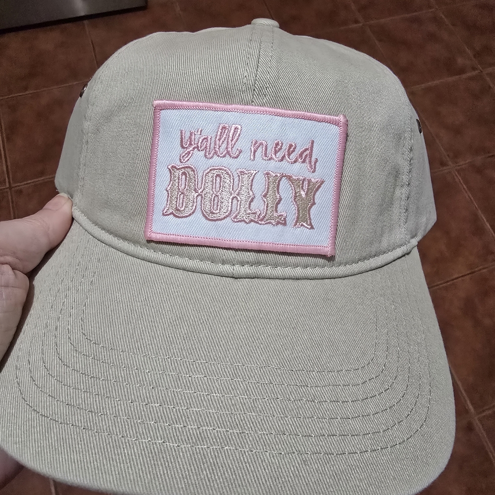 Beige Cap with Pink Embroidery